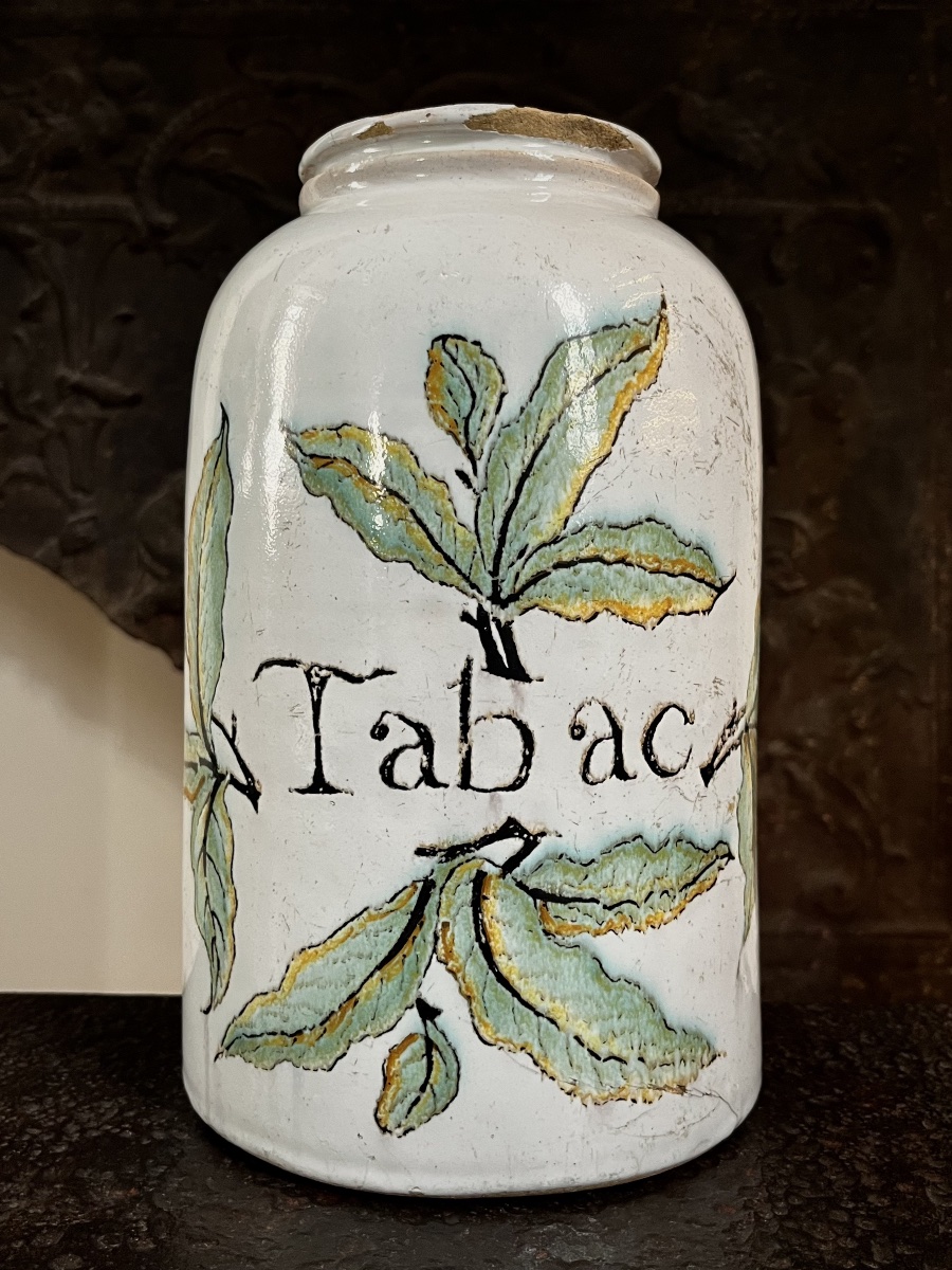 Important pot à tabac du XVIIIe siècle en faïence de Paris ou de Saint Omer, 18e -photo-3