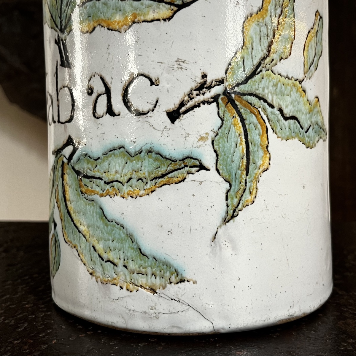 Important pot à tabac du XVIIIe siècle en faïence de Paris ou de Saint Omer, 18e -photo-6