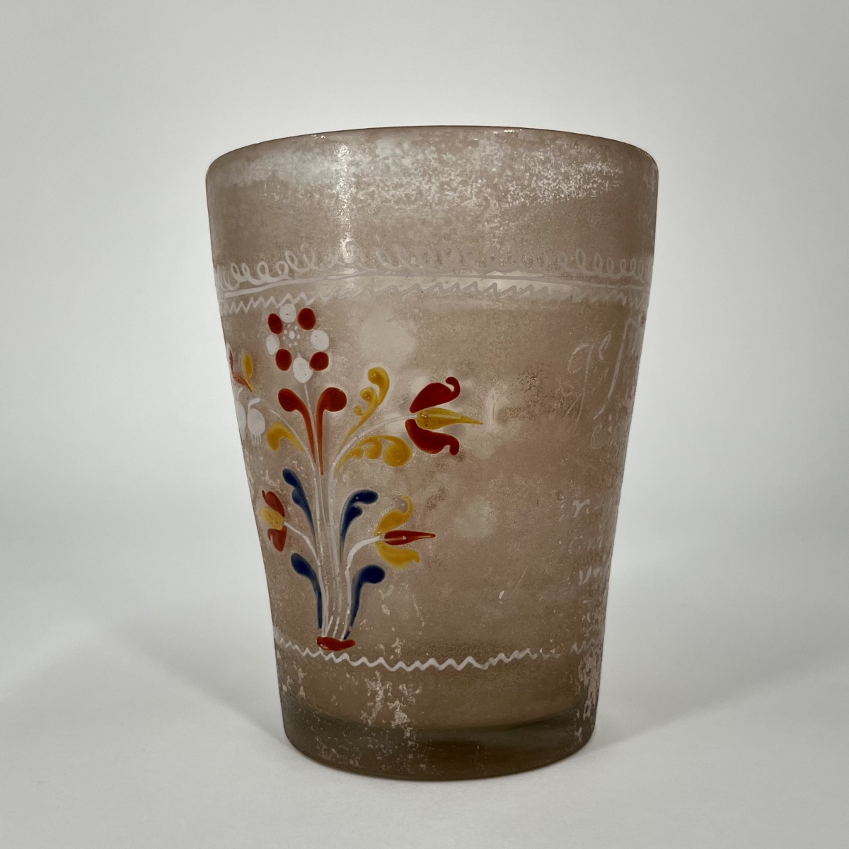 Enameled Glass Cup Dated 1759—flühli, Switzerland—18th Century-photo-3