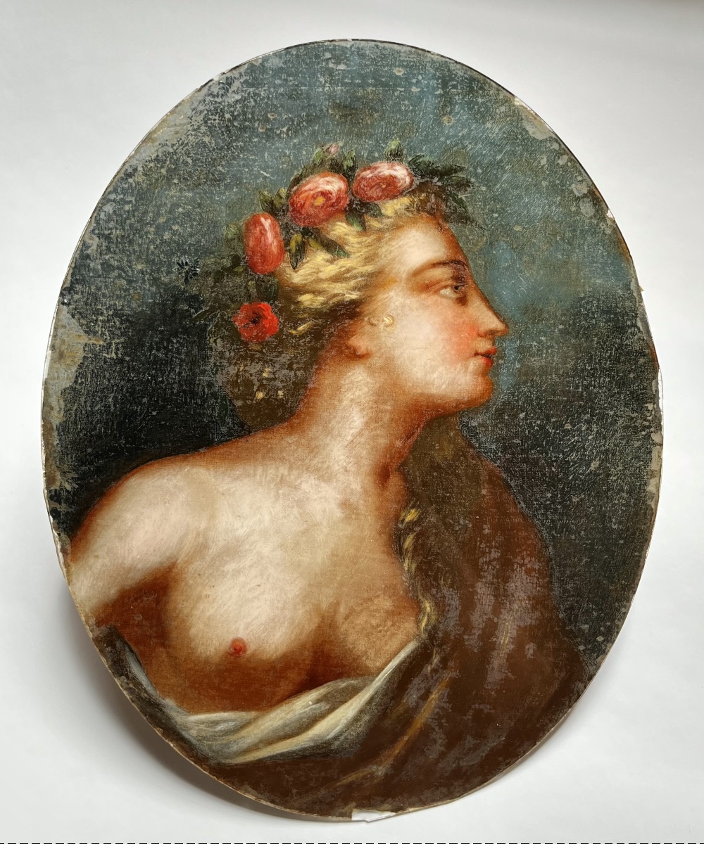 Portrait de jeune femme de profil – Flore ? Fin du XIXe siècle peinture 19e-photo-7