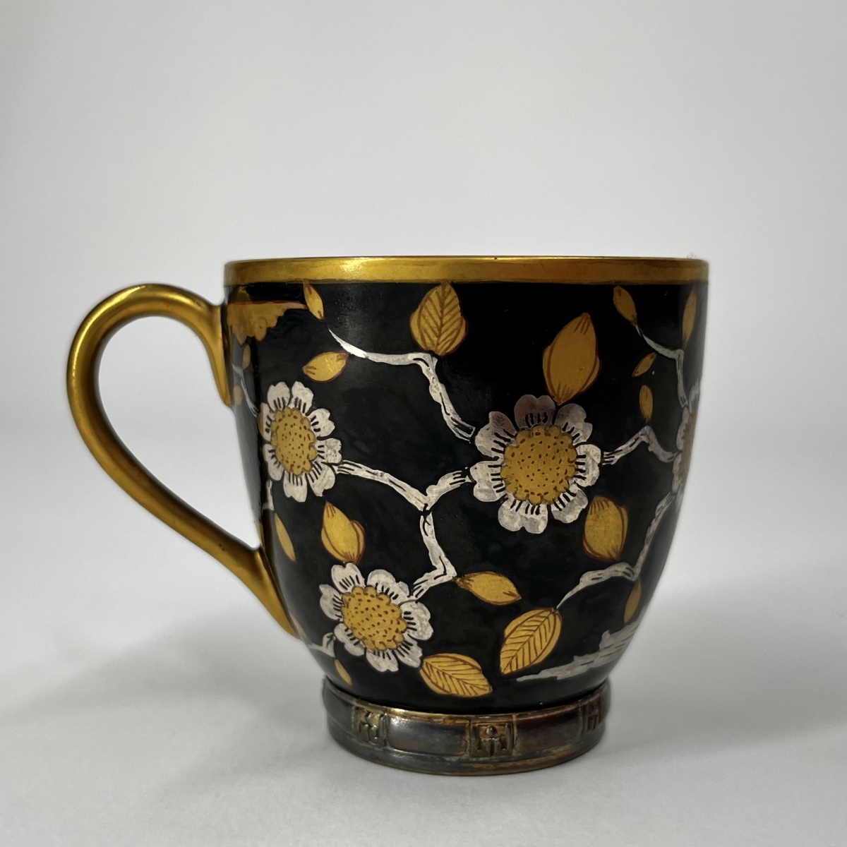 Paire de tasses en porcelaine et argent d'époque Art nouveau par Frédéric Hennig XXe siècle 20e-photo-2