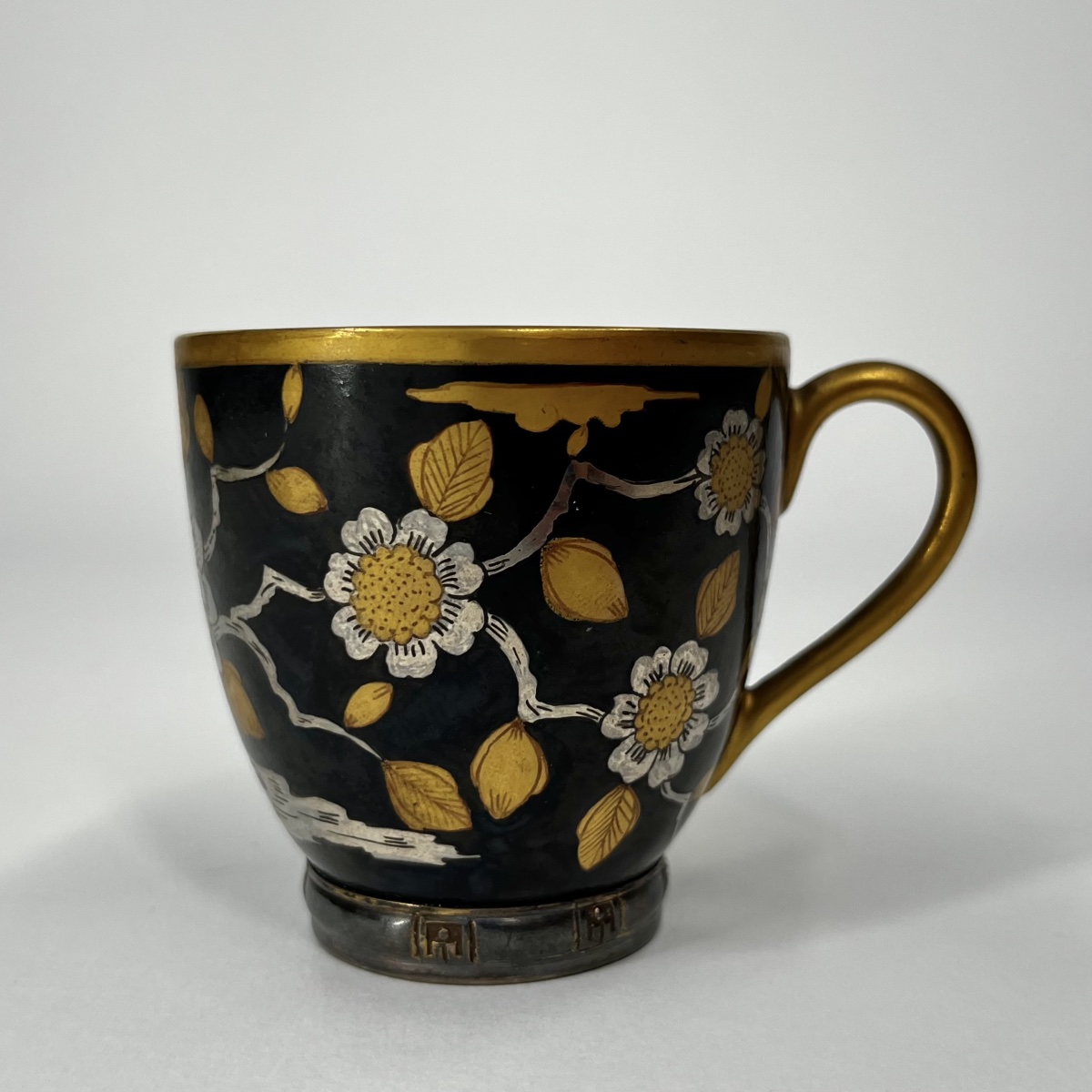 Paire de tasses en porcelaine et argent d'époque Art nouveau par Frédéric Hennig XXe siècle 20e-photo-3