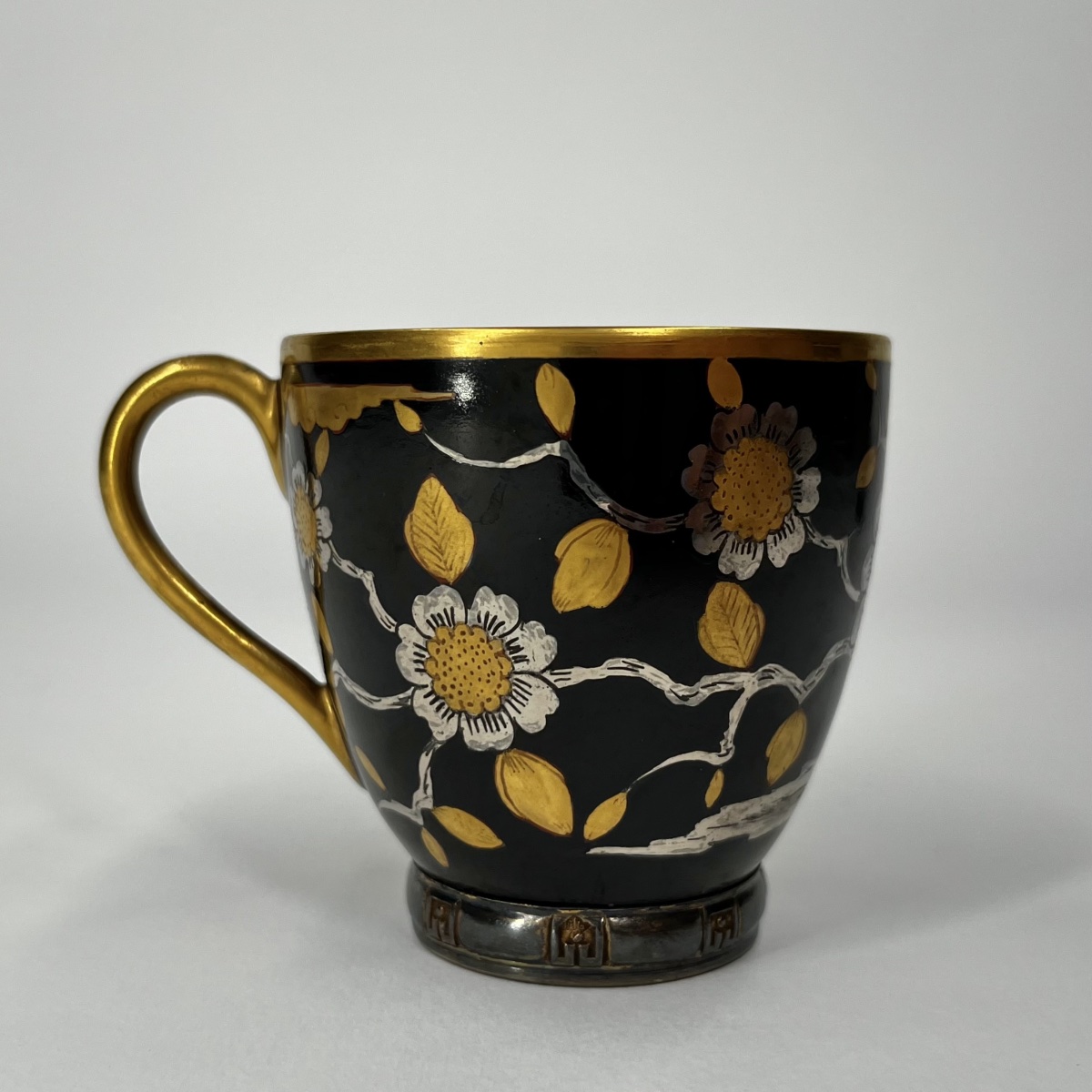 Paire de tasses en porcelaine et argent d'époque Art nouveau par Frédéric Hennig XXe siècle 20e-photo-4