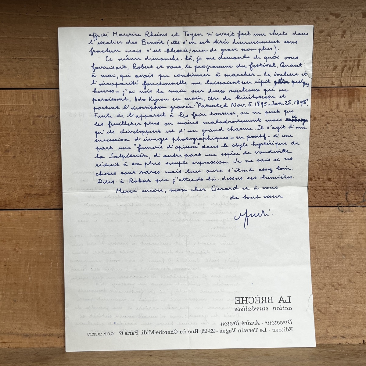 André Breton - Signed Autograph Letter To Gérard Legrand - May 1965 - Surrealist Manuscript-photo-3