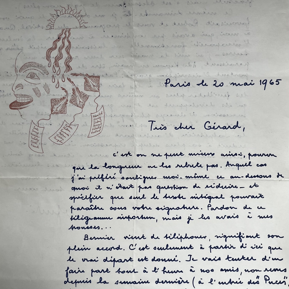 André Breton - Signed Autograph Letter To Gérard Legrand - May 1965 - Surrealist Manuscript-photo-4