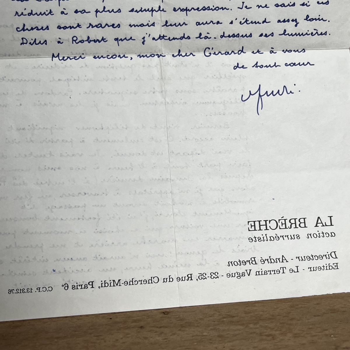 André Breton - Signed Autograph Letter To Gérard Legrand - May 1965 - Surrealist Manuscript-photo-3
