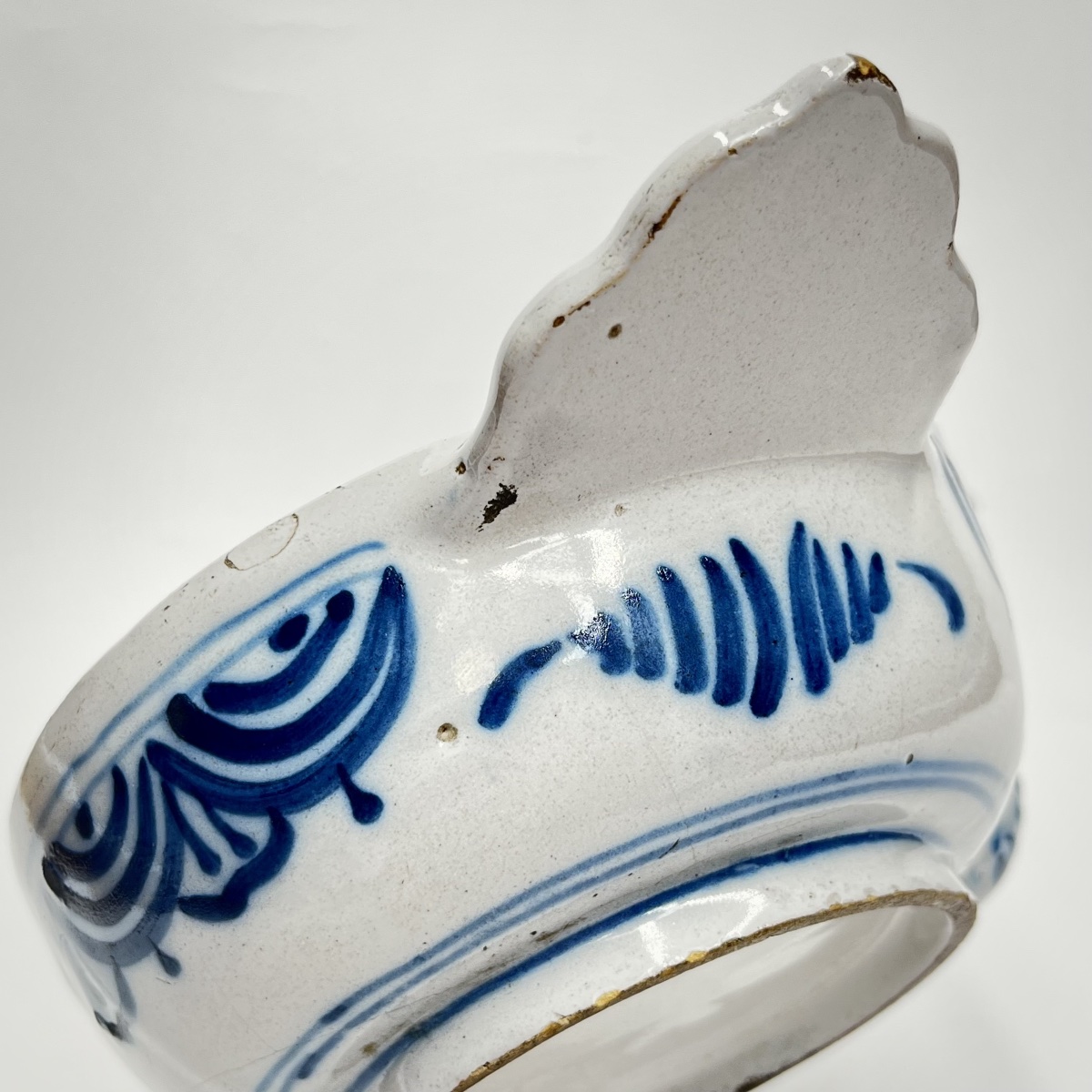Canard de malade en faïence de Lyon ou du Sud-Est, XVIIIe siècle blanc bleu 18e-photo-3