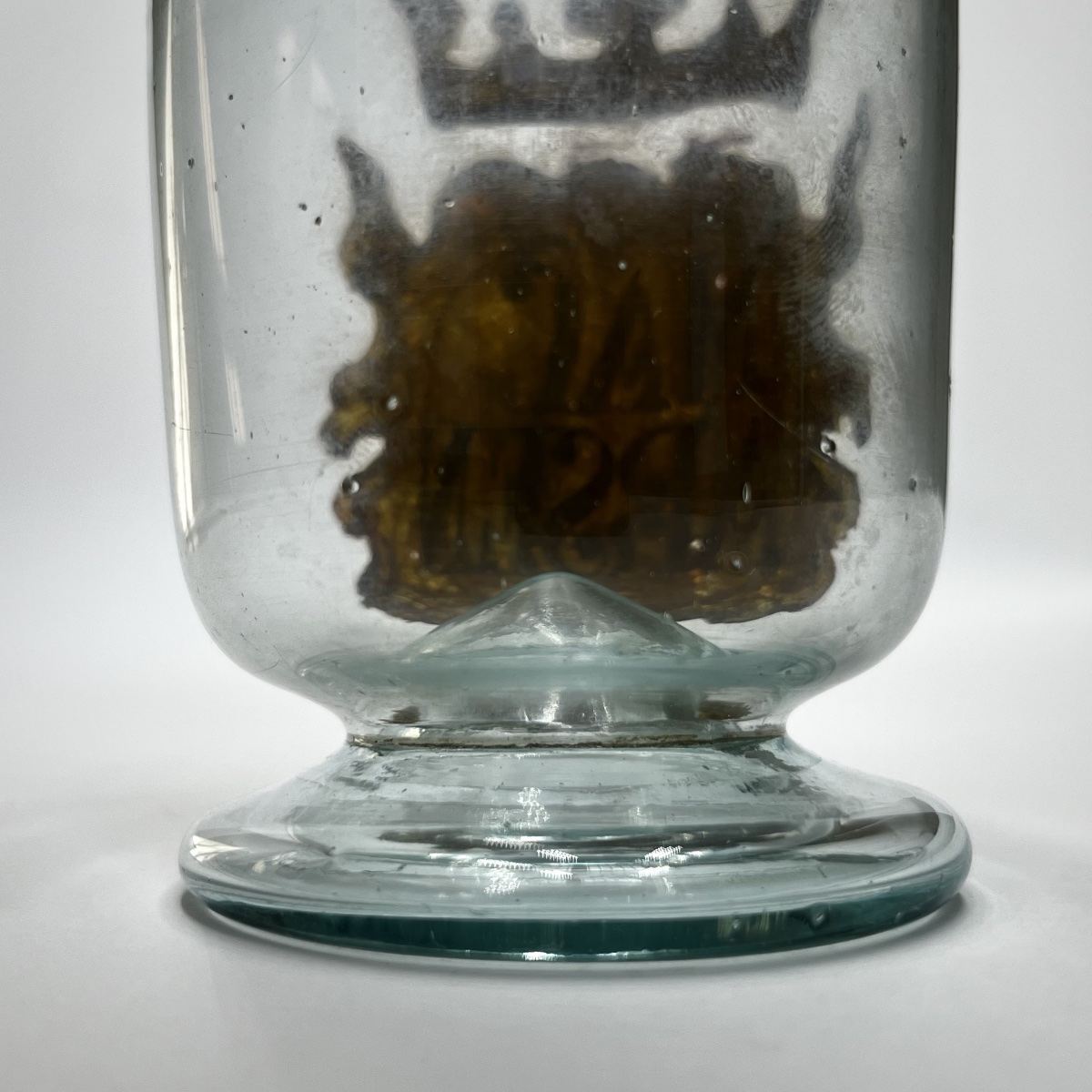 Pot de pharmacie à décor peint Arsenic en verre soufflé XVIIIe - 18e-photo-4