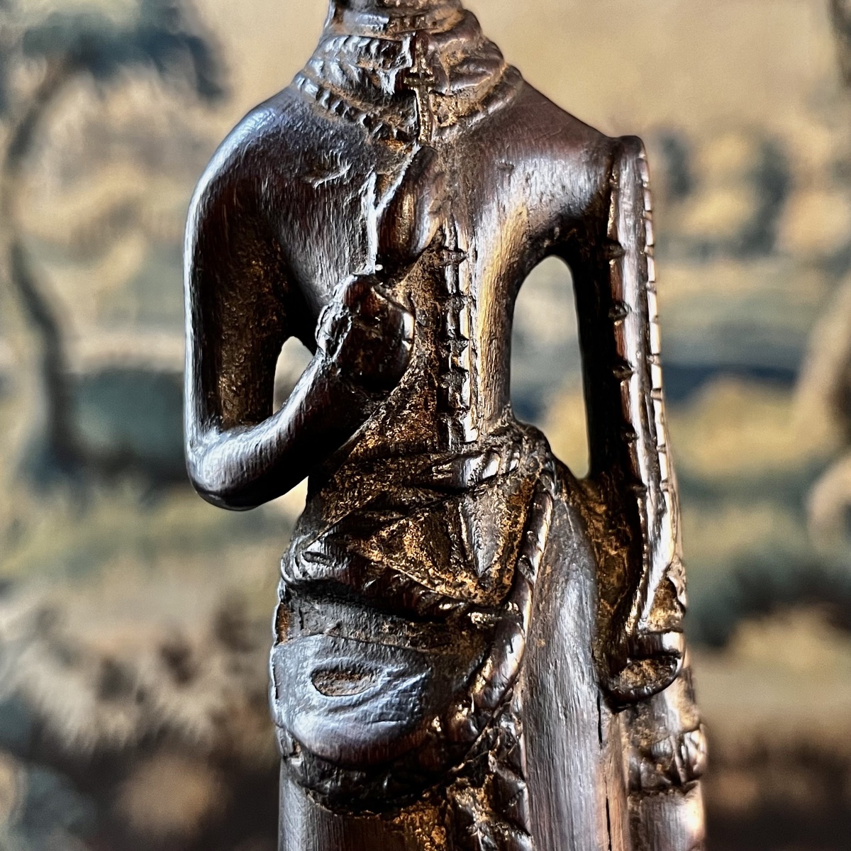 Sainte Barbe, talisman aux dés en bois sculpté - Art populaire fin XVIIIe - XIXe siècle-photo-4
