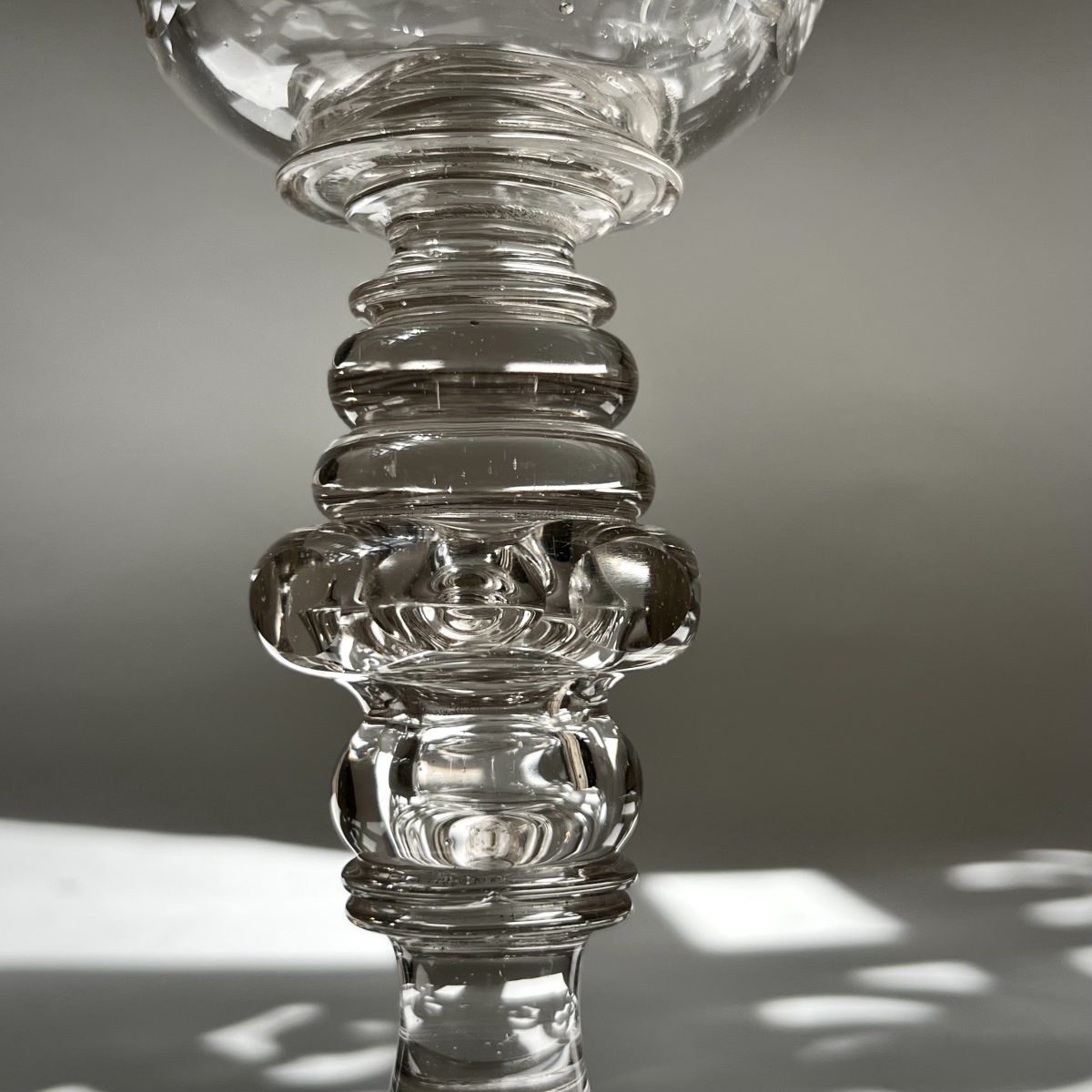 Large Stemmed Glass Or Goblet, Hand-blown And Cut—18th-century Bohemia -photo-3