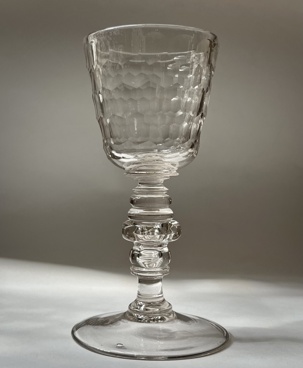 Large Stemmed Glass Or Goblet, Hand-blown And Cut—18th-century Bohemia -photo-4