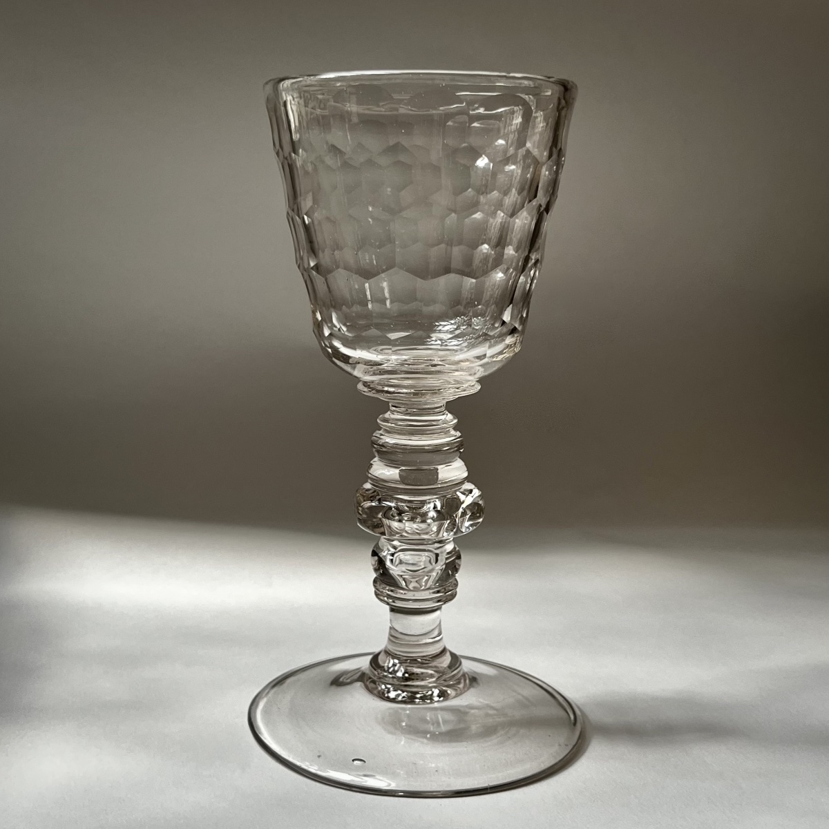 Large Stemmed Glass Or Goblet, Hand-blown And Cut—18th-century Bohemia 