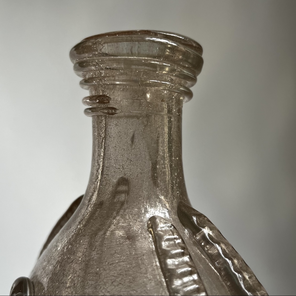 La Margeride - Blown-glass Ring-shaped Flask With Engraved Decoration, 18th-century Folk Art-photo-6
