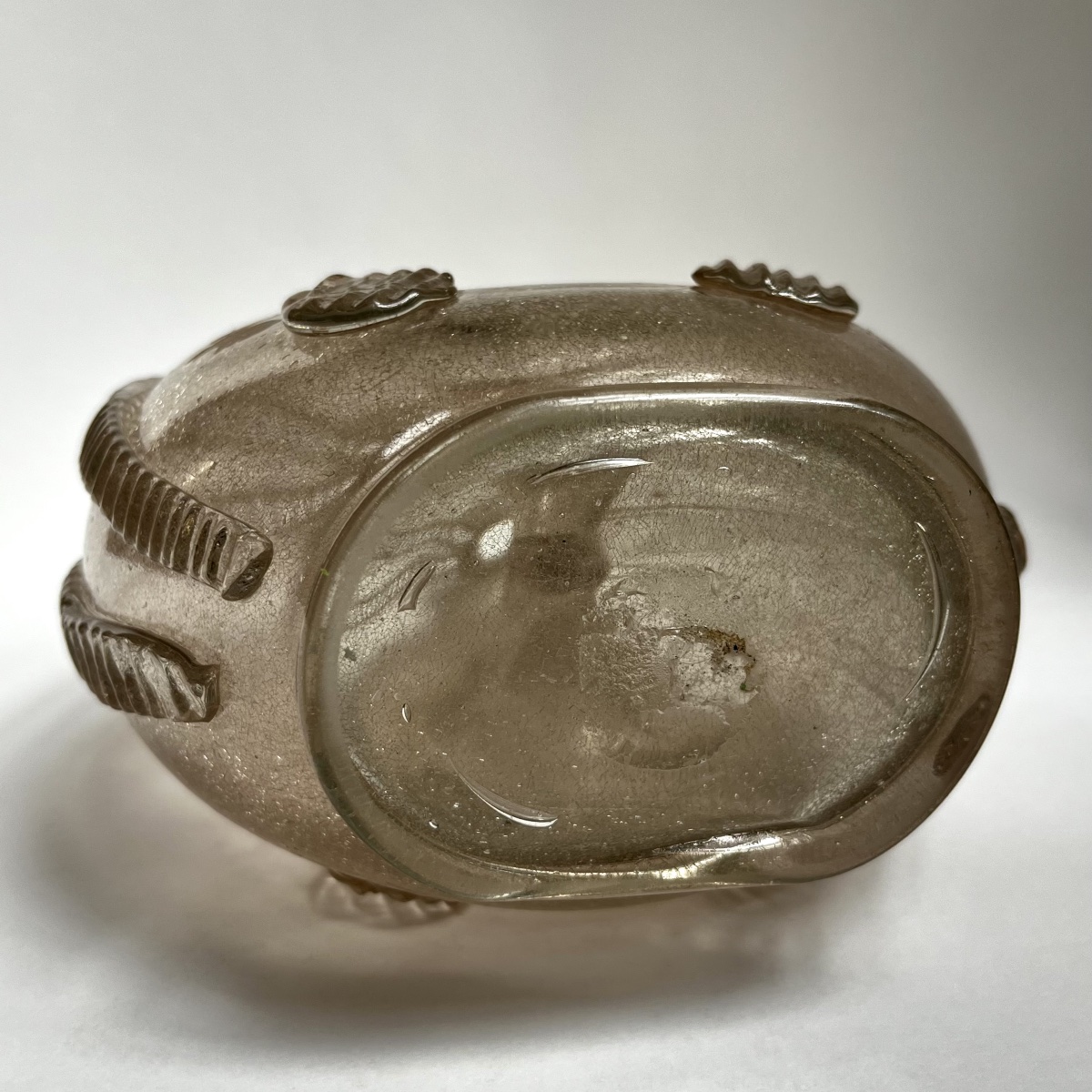 La Margeride - Blown-glass Ring-shaped Flask With Engraved Decoration, 18th-century Folk Art-photo-8