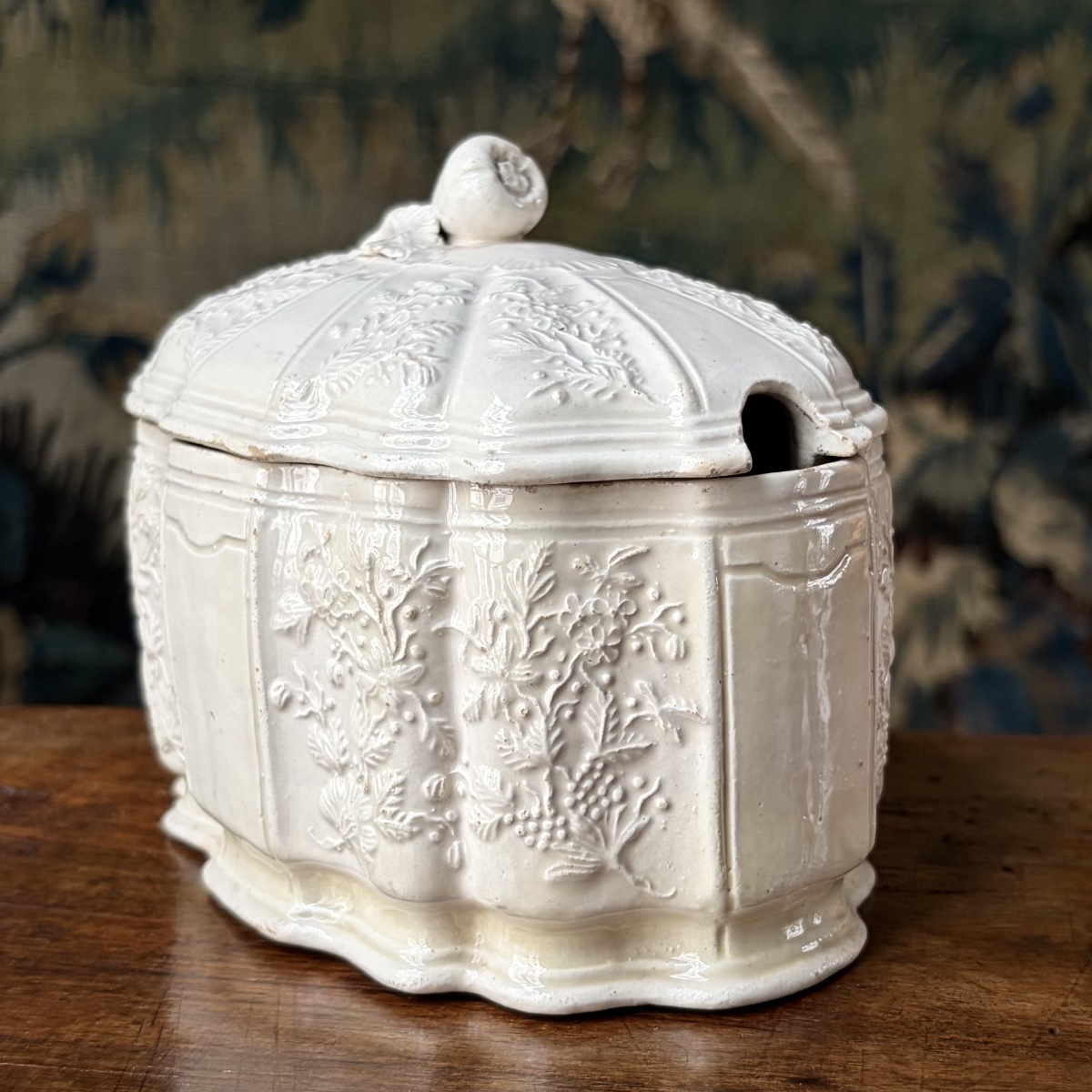 Sugar Bowl Made Of Fine Rambervillers Earthenware Or Pipe Clay, Lorraine, 18th Century-photo-2