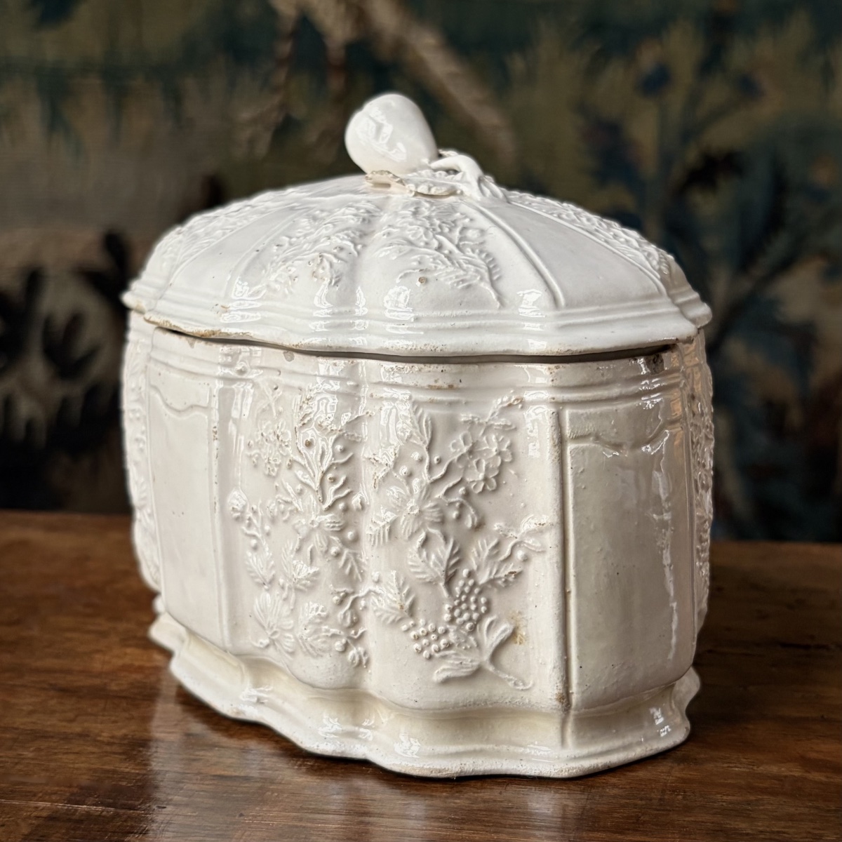 Sugar Bowl Made Of Fine Rambervillers Earthenware Or Pipe Clay, Lorraine, 18th Century-photo-3