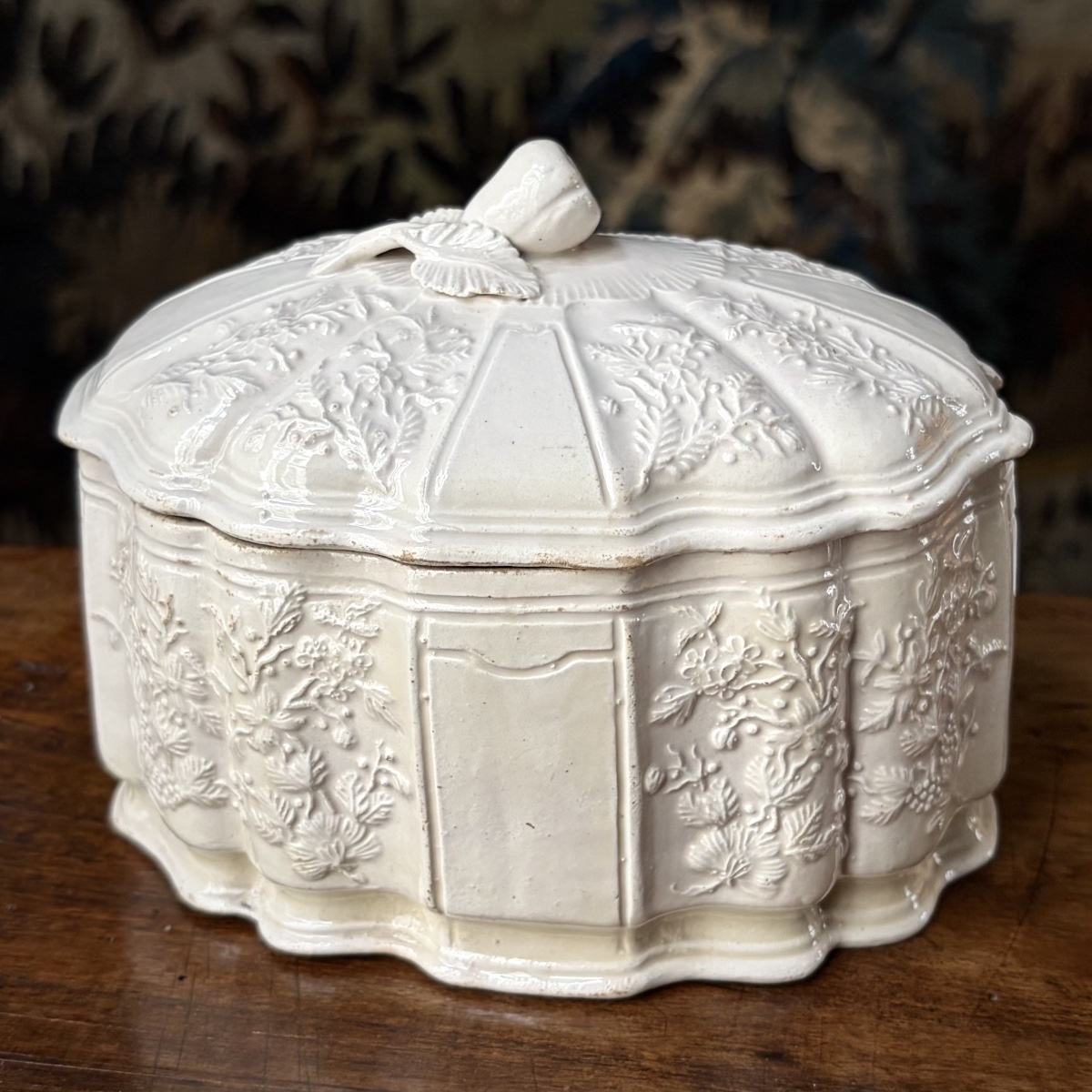 Sugar Bowl Made Of Fine Rambervillers Earthenware Or Pipe Clay, Lorraine, 18th Century-photo-3
