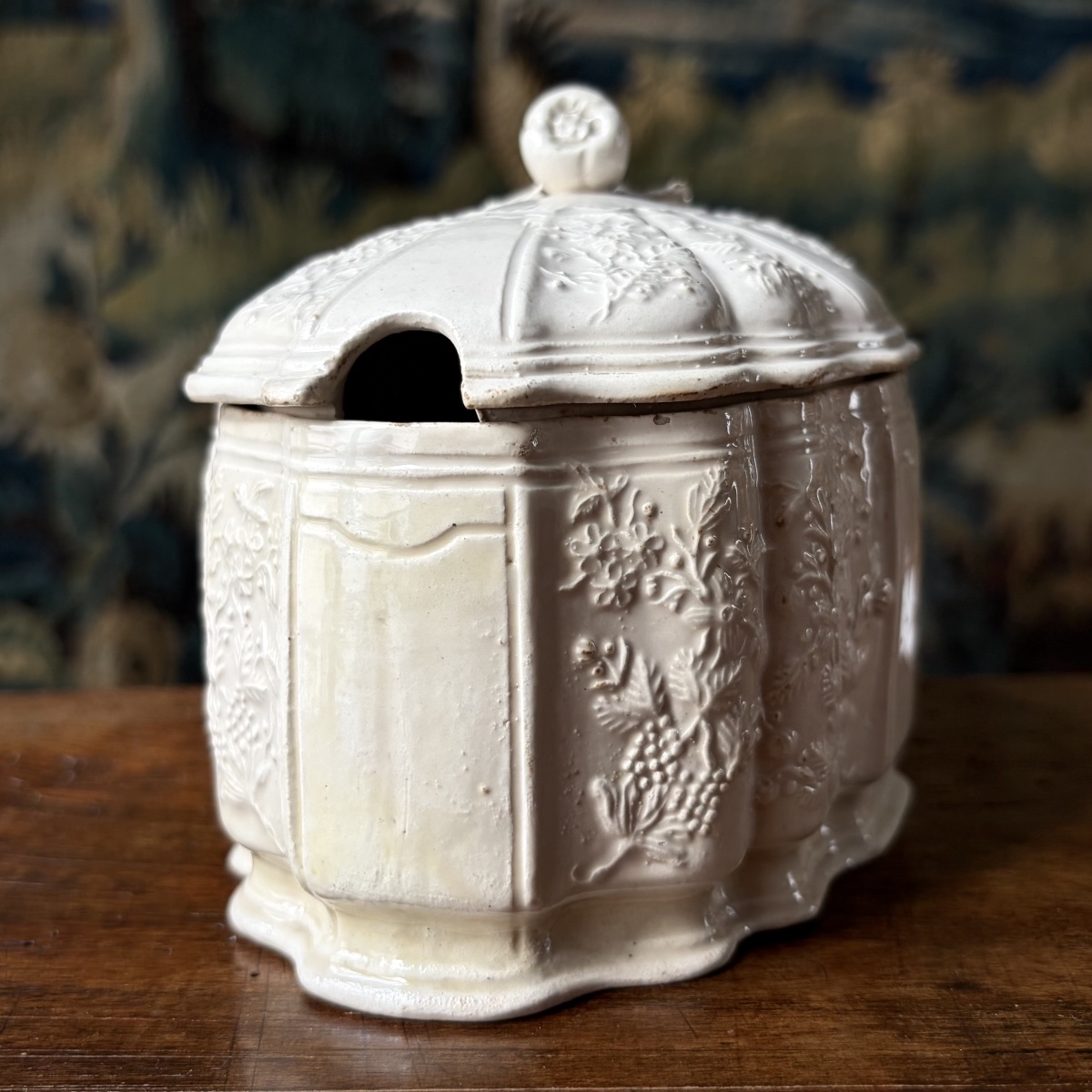 Sugar Bowl Made Of Fine Rambervillers Earthenware Or Pipe Clay, Lorraine, 18th Century-photo-4