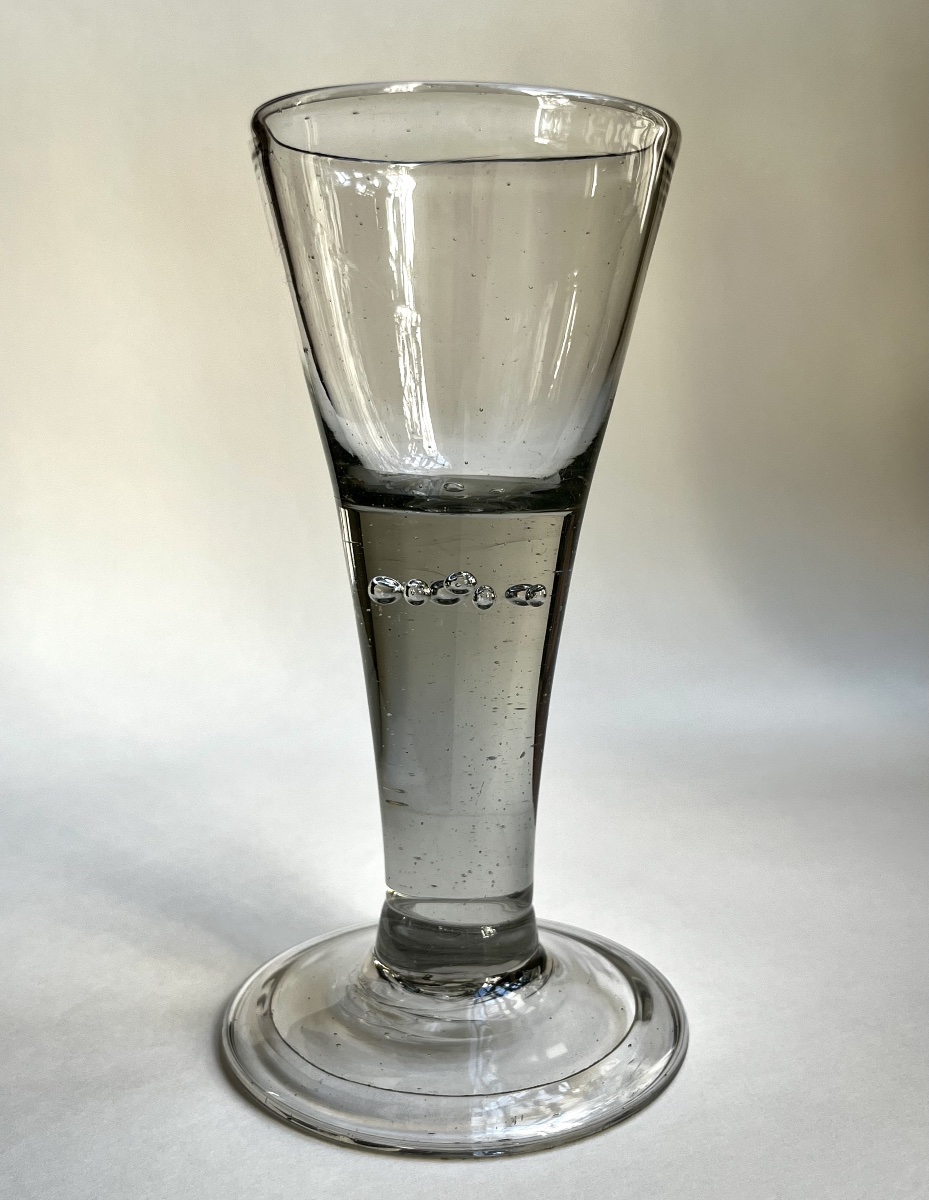 Baroque Conical-stemmed Glass With Bubbles, Probably From Lauenstein, Germany, 18th Century-photo-2