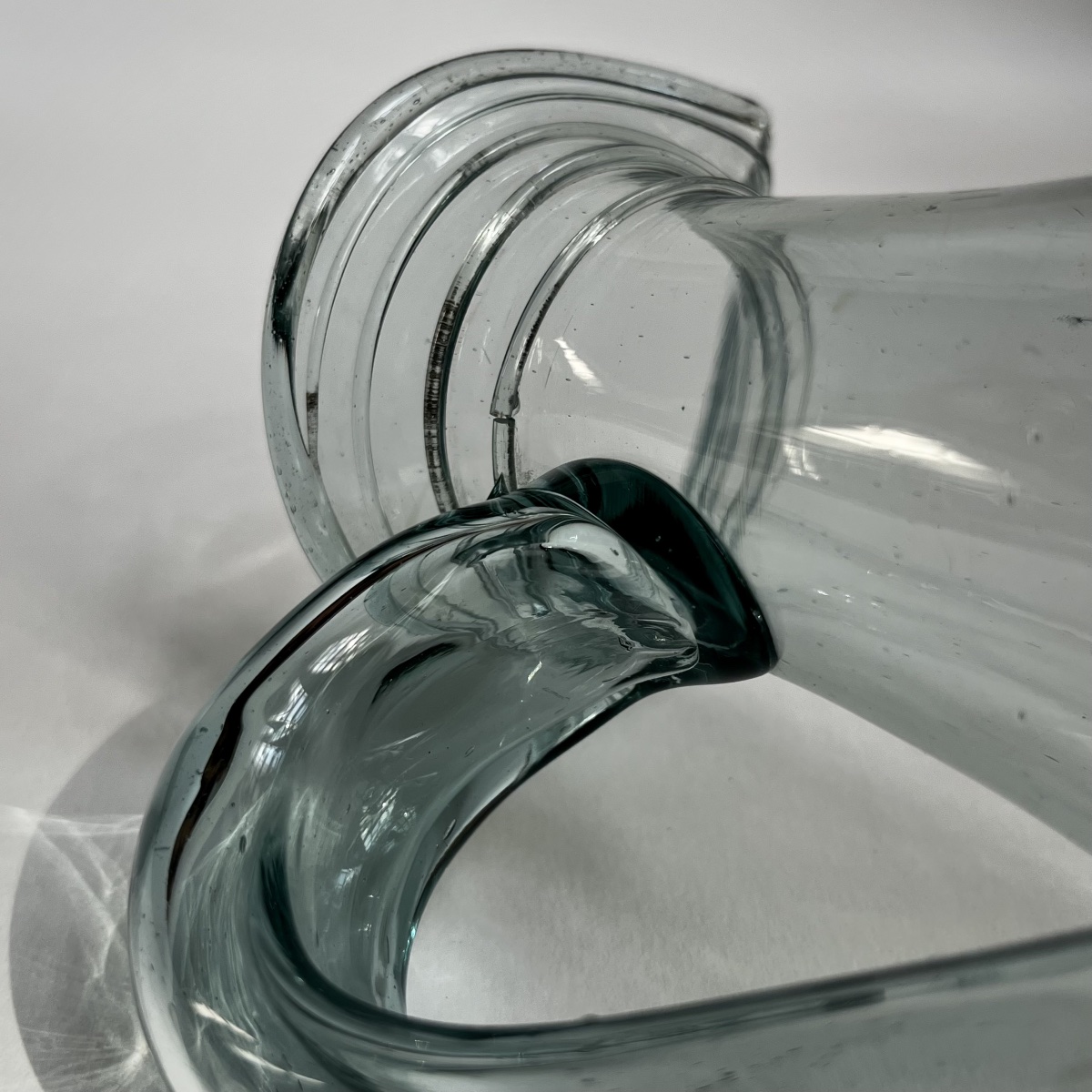 Glass Fern-shaped Pitcher With Engraved Decoration And A Fluted Neck, Late 18th Century, 18th-century Folk Art-photo-5