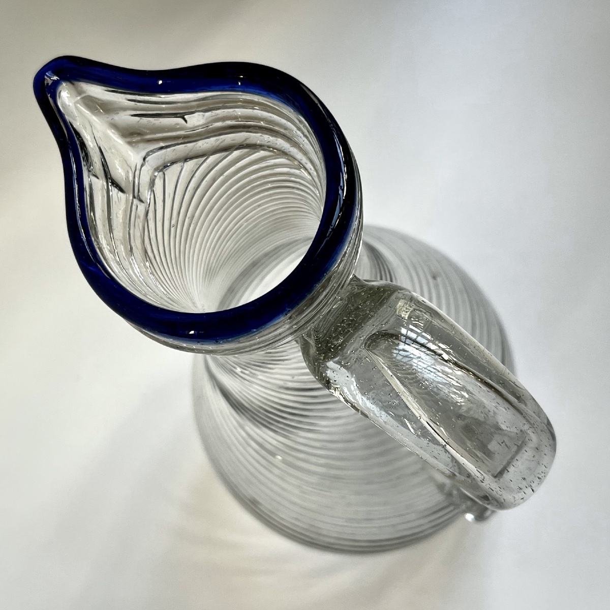 Norman Blown-glass Pitcher With Twisted Ribs And A Blue Band—18th-century Folk Art-photo-5