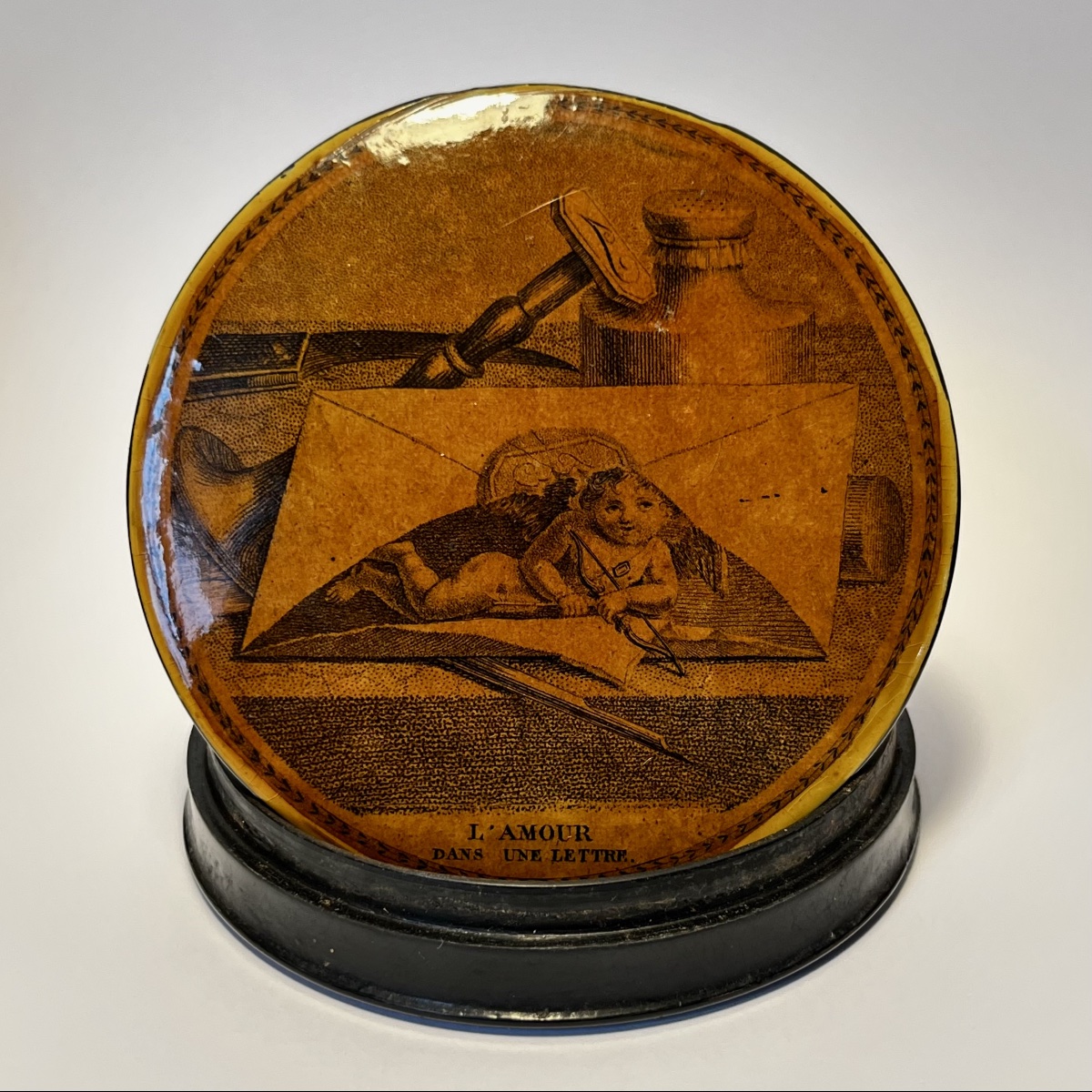 "love In A Letter" Snuffbox Made Of Boiled Cardboard - 19th-century Restoration Period-photo-3