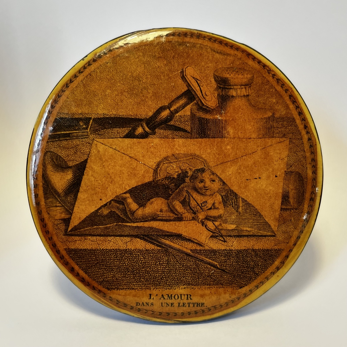 "love In A Letter" Snuffbox Made Of Boiled Cardboard - 19th-century Restoration Period-photo-5