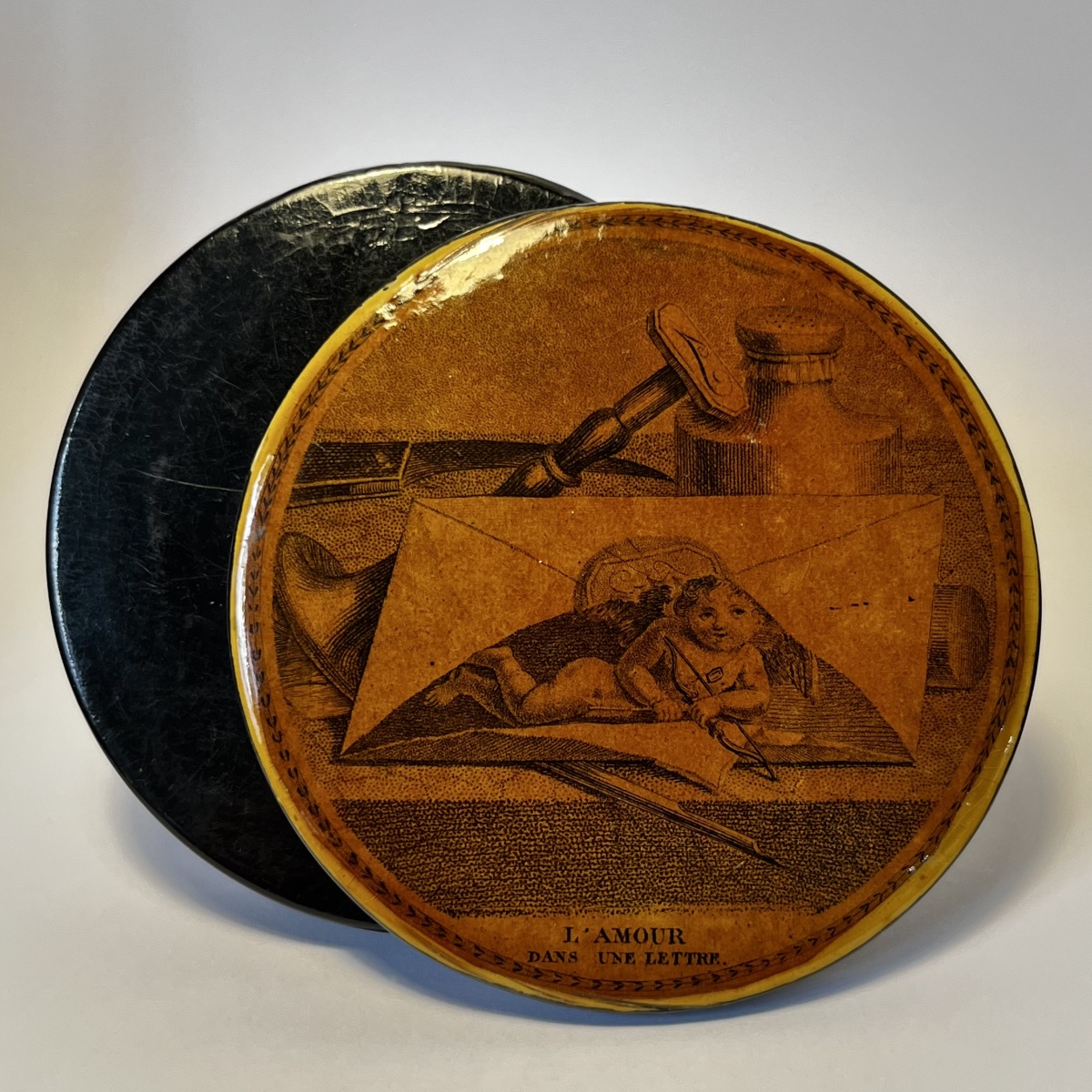 "love In A Letter" Snuffbox Made Of Boiled Cardboard - 19th-century Restoration Period-photo-8