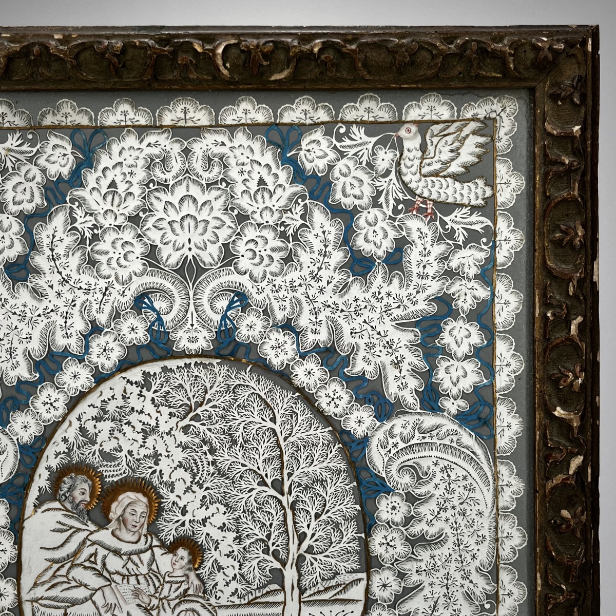 Grand canivet du XVIIIe siècle - L'Éducation de la Vierge - Art populaire religieux 18e-photo-4