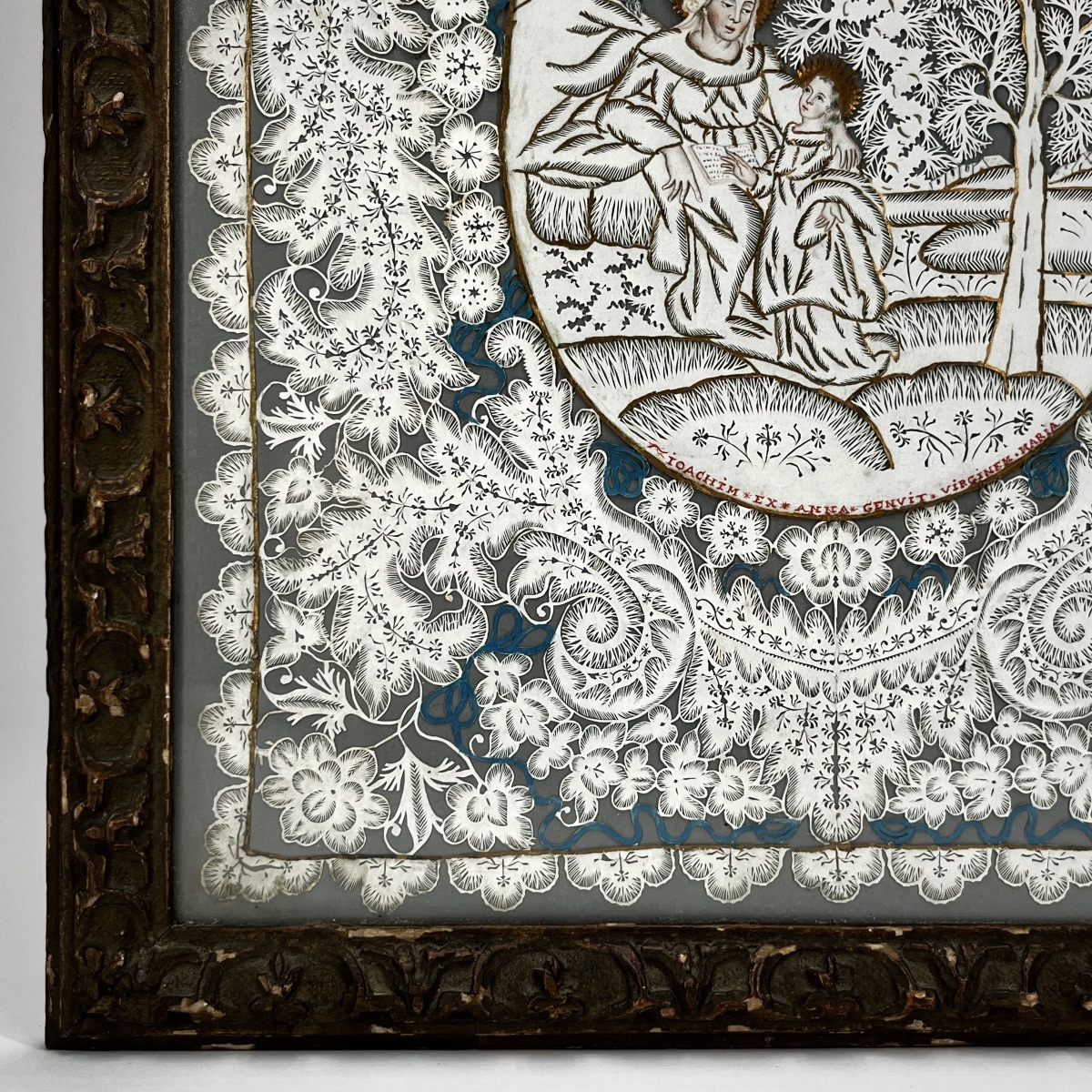 Grand canivet du XVIIIe siècle - L'Éducation de la Vierge - Art populaire religieux 18e-photo-2