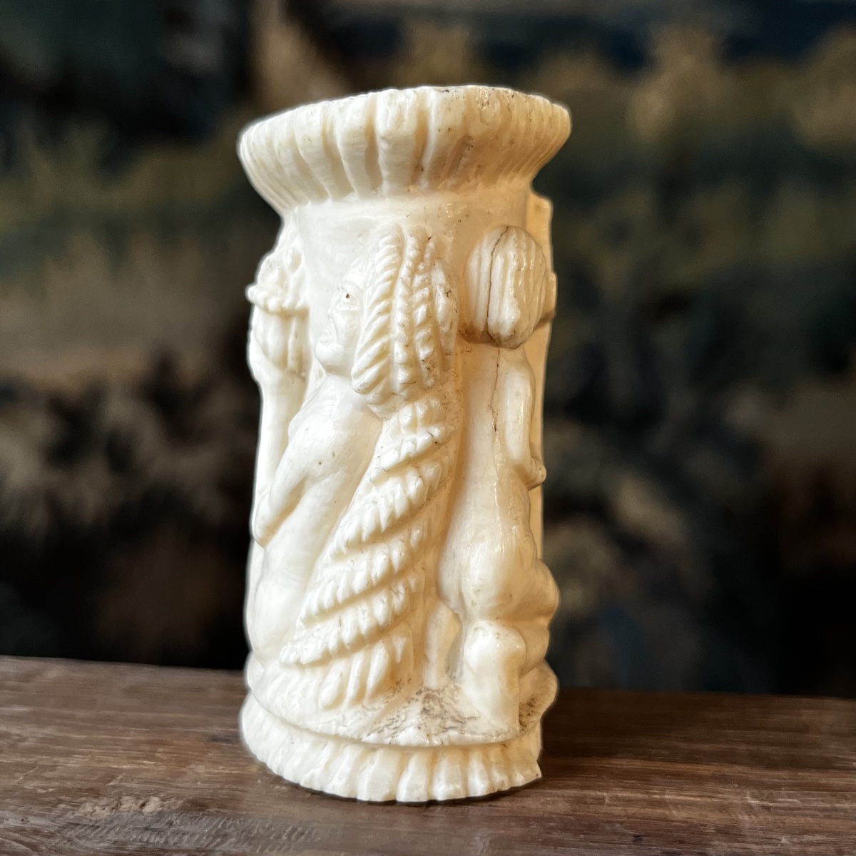 Small Carved Bone Reliquary Case - Eve Or Pandore - 19th-century Folk Art-photo-3