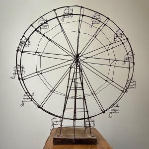 Grande roue, manège miniature en fil de fer - Art populaire forain du début du XXe siècle