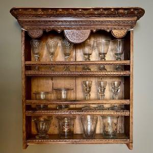 Wooden Glassmaker - Pitch Pine Glass Shelf Normandy 19th Century Popular Art 19th