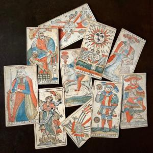 Ten Besançon Tarot Playing Cards By J. Jerger, Early 19th Century 19th 