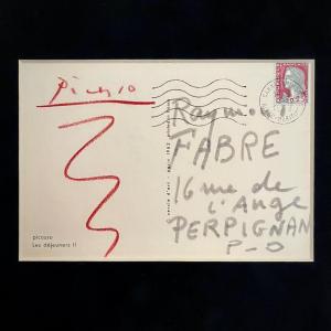 Pablo Picasso - Autograph Postcard Sent To Photographer Raymond Fabre In 1962 