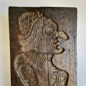 Moule à couque ou pain d'épices en bois sculpté - Art populaire Belgique Alsace XIXe siècle 19e