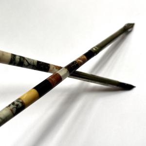 Deux porte-plumes XIXe siècle en échantillons de marbre dans le goût du Grand Tour Italie 19e 