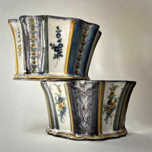 Two Earthenware Flower Girls, Late 18th - Early 19th Century, 18th-19th Century Flower Pick Vase