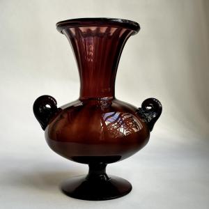 Vase en verre soufflé teinté manganèse fin XVIIIe - début XIXe siècle 