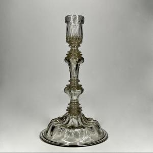 19th-century Blown Glass Torch, Candlestick, 19th Century