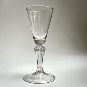 Large 18th-century Glass With An Octagonal Stem, Blown Glass