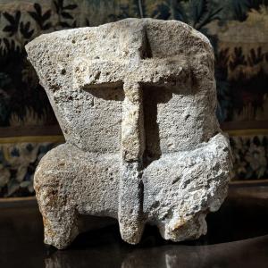 Stone Agnus Dei (lamb Carrying The Cross) - Early Fragment, Romanesque - Easter