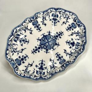 Grand plat en faïence de Marseille XVIIIe siècle par Leroy décor bleu et blanc 18e 