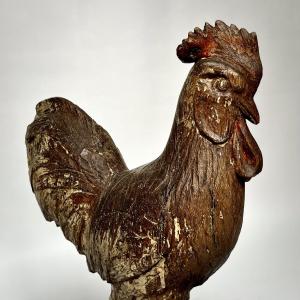 Large Carved Wooden Rooster - Folk Art From The Late 19th–early 20th Century