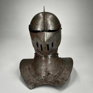 Decorative Metal Helmet - Closed-face Helmet In The High Middle Ages Style - 20th Century