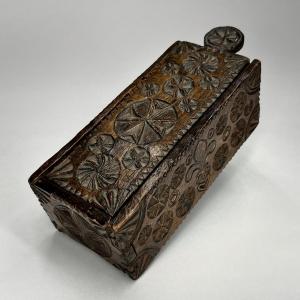 Sliding-lid Box Decorated With Ihs And Lilies—late 17th–18th Century—folk Art—loire Estuary?