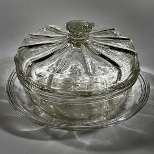 Drageoir ou bonbonnière à godrons en verre soufflé du XVIIIe siècle confiturier 18e