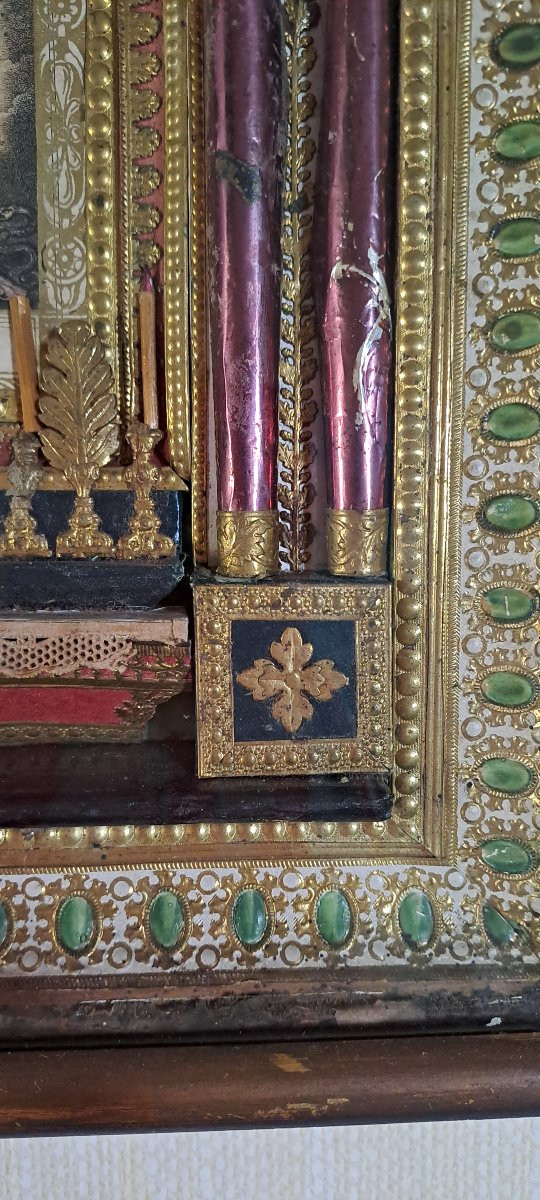 Cadre Reliquaire de l'Ange Gardien Début XIXème Siècle-photo-5