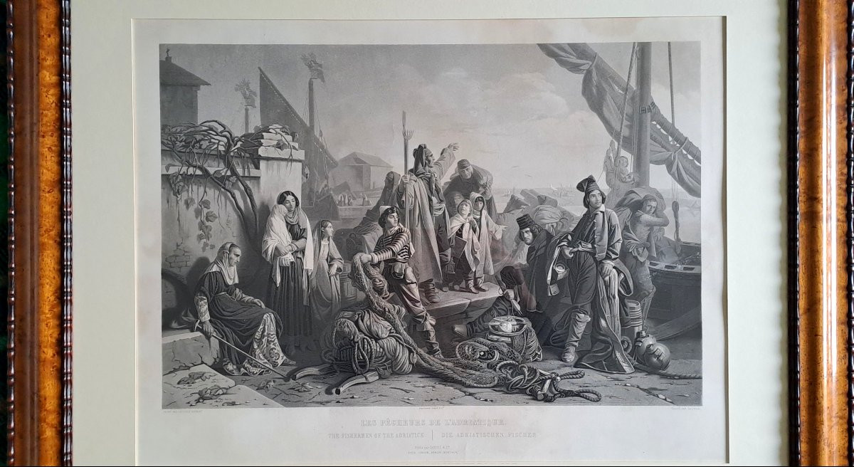 Engraving By Louis-adolphe Gautier "the Fishermen Of The Adriatic" After Léopold Robert-photo-4