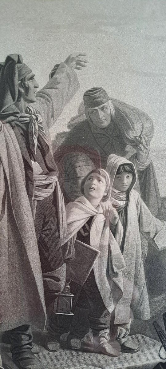 Engraving By Louis-adolphe Gautier "the Fishermen Of The Adriatic" After Léopold Robert-photo-3